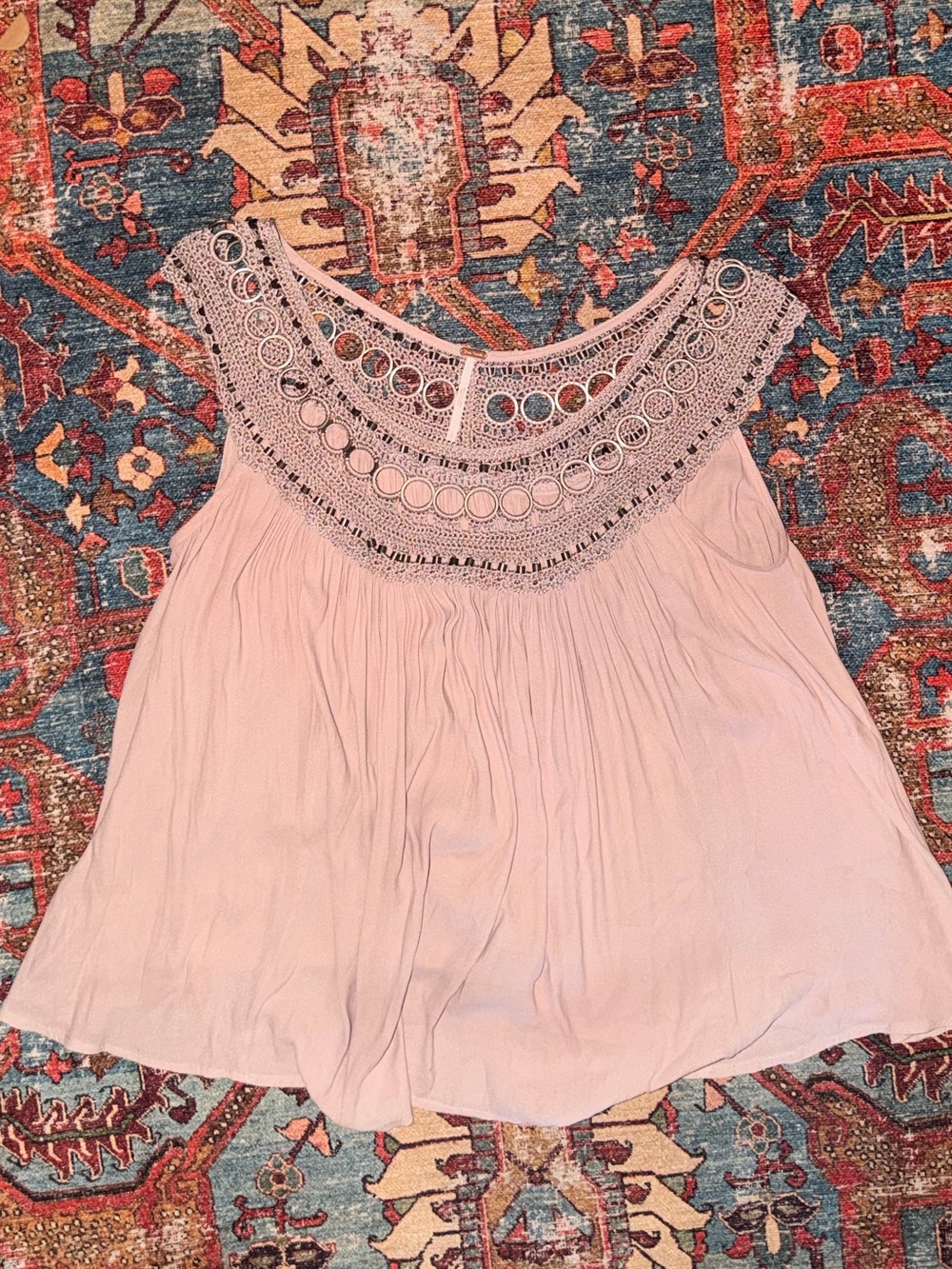 Free People Women's Embroidered Scoop Neck Tank Top - Blush Pink
